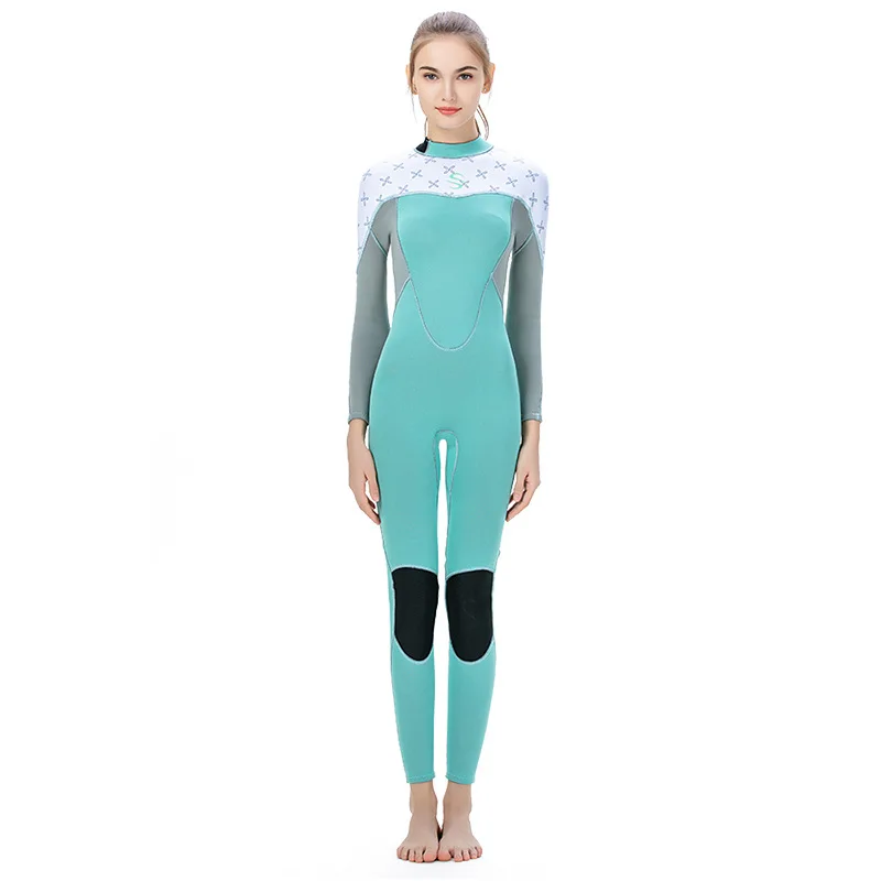 SLINX Long-sleeve Women Wetsuit 2mm Neoprene Full Body Scuba Diving Suit Patchwork Surfing Swimsuit Keep Warm Anti-UV