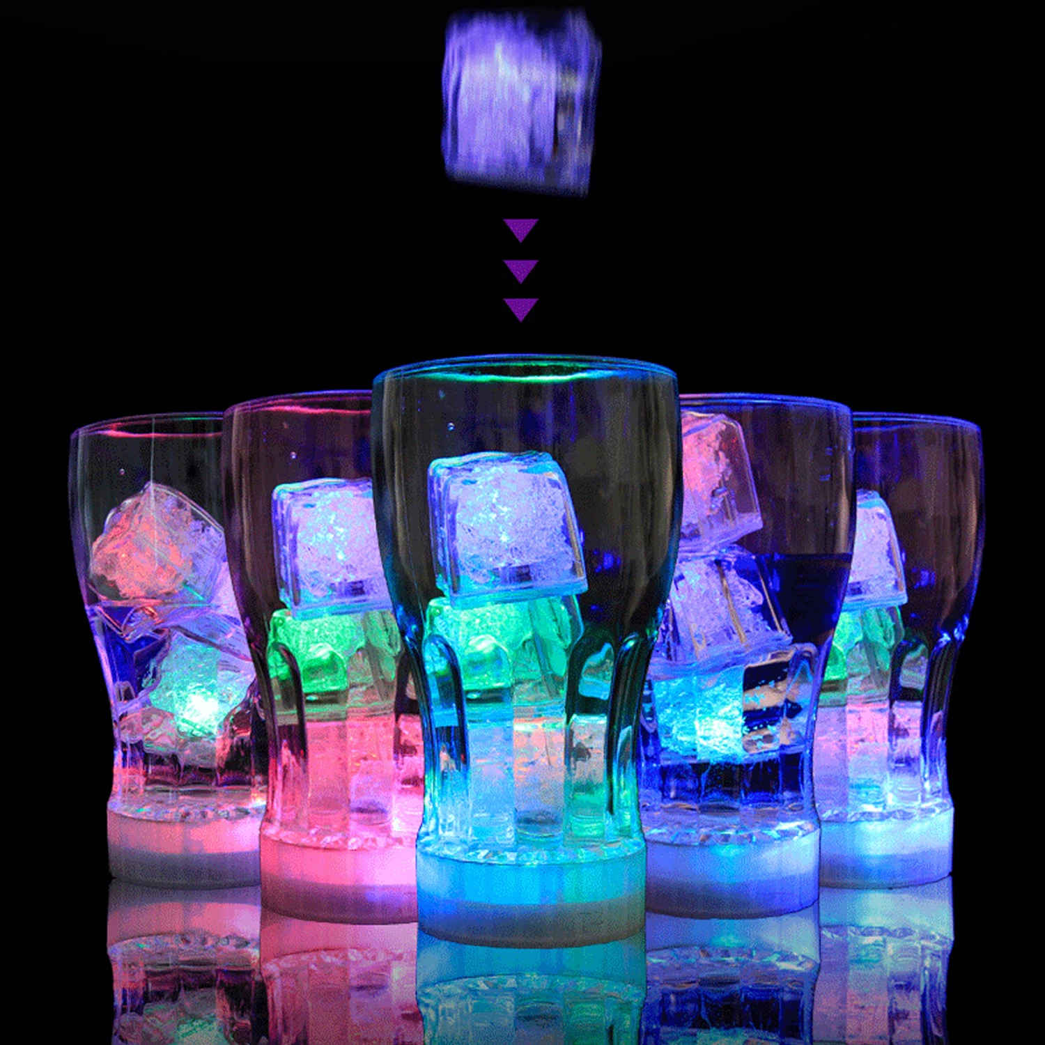 

1Pcs LED Glowing Light Up Ice Cubes Slow Flashing Color Changing Cup Light Without Switch Wedding Party Halloween Decoration E