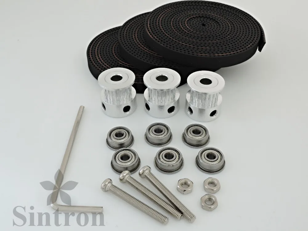 [Sintron]6X F623ZZ фланцевые подшипники + 3x2 м ремень GT2 20 зубчатый шкив для Delta Rostock Kossel Mini