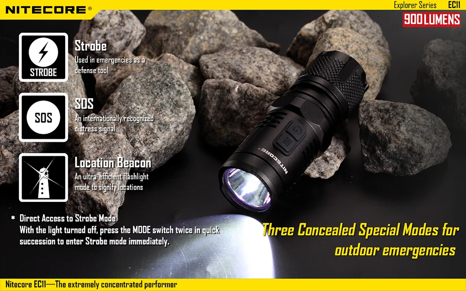 NITECORE EC11 светильник дальнего действия мини портативный светодиодный светильник с литиевой батареей