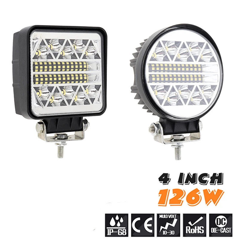 

4 Inch LED Round/Square Work Light Bar Ultra Bright Modified Lamp for Off Road Car/SUV/ATV/Truck
