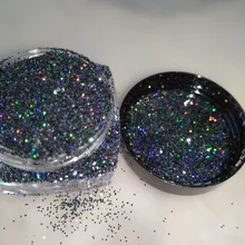 BS354-RTI-008 Тонкий блестящий пылезащитный порошок 5 г горшок для акрилового или гелевого дизайна ногтей-черная Лазерная Голография