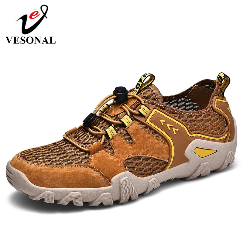 

VESONAL Summer Breathable Mesh For Man Casual Shoes Sneakers Men Adult Rubber Wear Resisting Non Slip Outdoor Hiking Shoes Male