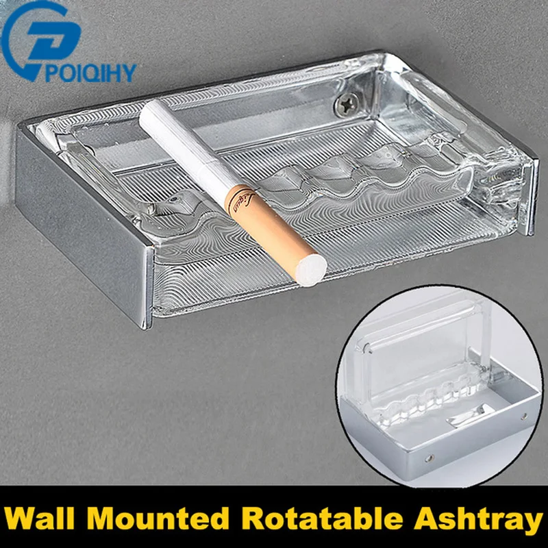 

POIQIHY Middle Size Wall Mounted Rotatable Clean 4 Holder Bone Square Cigar Ashtray For Bathroom Kitchen Bath Bath Accessory