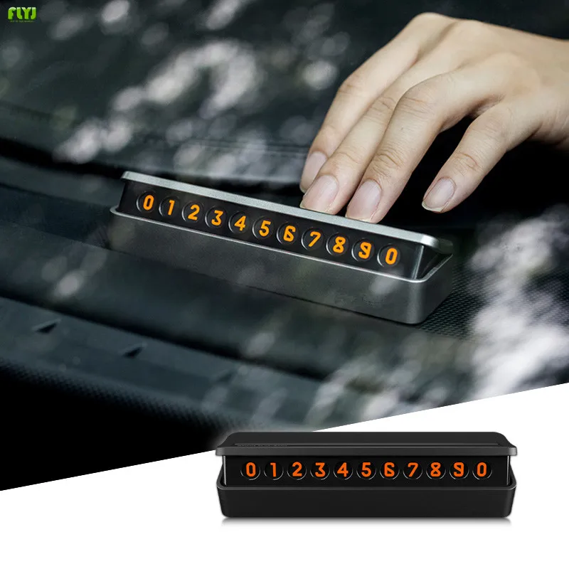

FLYJ Car sticker Phone Number Car Parking Number Plate Hidden Car Accessories styling Drawer Mobile Card Auto Temporary Switch