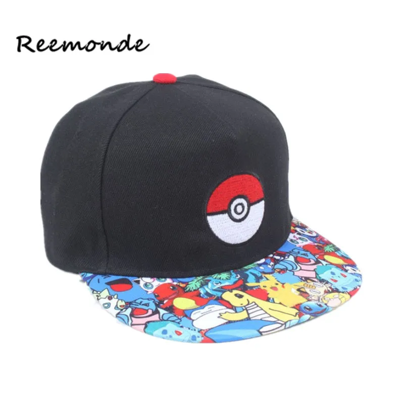 REEMONDE Косплей мобильная игра Pokemon Go бейсбольная кепка хип-хоп кепка s Женская Мужская Аниме-шляпа плоская Регулируемая Кепка pokemon Ash Ketchum