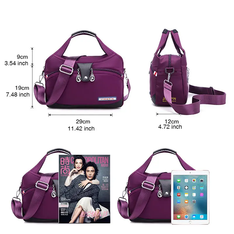 Модные многофункциональные женские сумки высокого качества, водонепроницаемые нейлоновые женские сумки через плечо, одноцветные женские сумки-мессенджеры с несколькими карманами