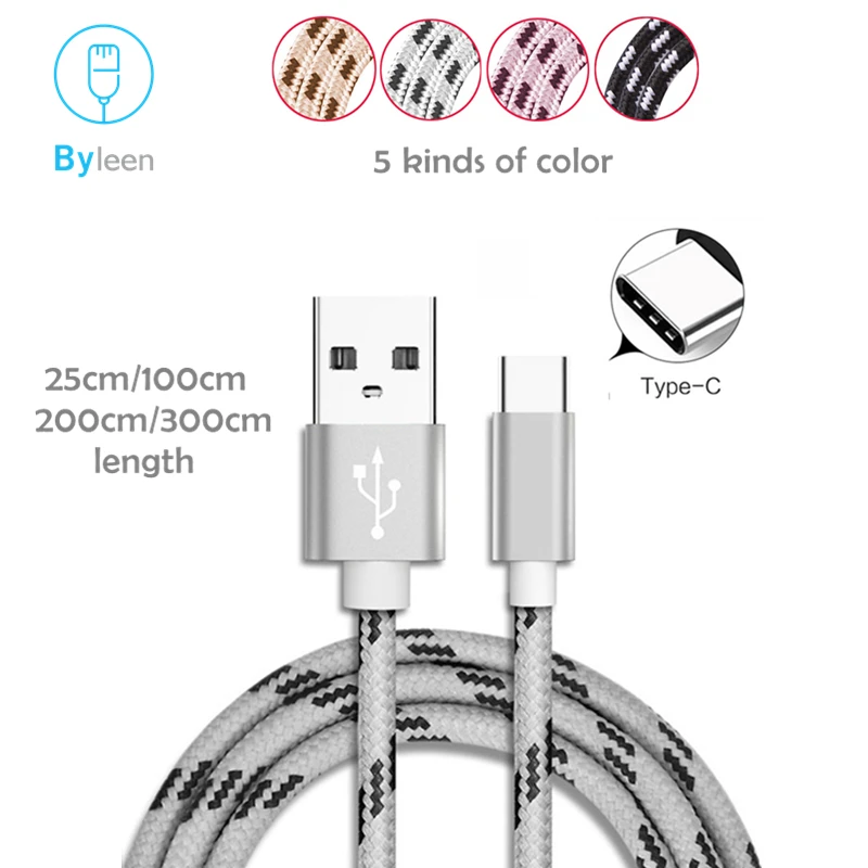

Byleen USB Type C Line Nylon USB C Charger For LG V20 V30 PLUS G6 G5 Q Stylus + Meizu 16 th plus Asus zenfone 5z Yotaphone 3