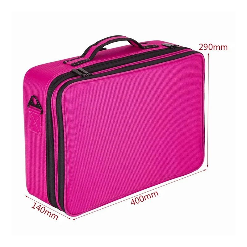 Large Capacity Makeup Case 3 Layers Cosmetic Organizer Brush Bag Makeup Train Case Makeup Artist Box For Hair Curler Hair Stra