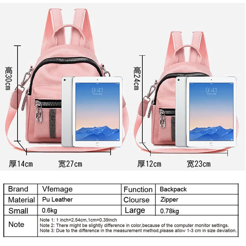 Vfemage кожаный рюкзак женская сумка через плечо женские маленькие рюкзаки модные школьные сумки для девочек многофункциональные рюкзаки Sac