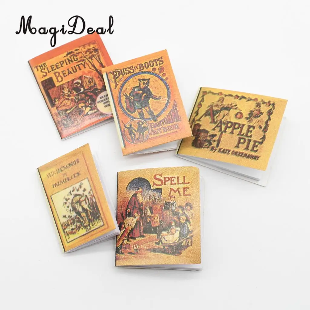 1/12 Dollhouse Miniature Accessories 5pcs Page-turning Books Model Rooms Life Scenes Decor