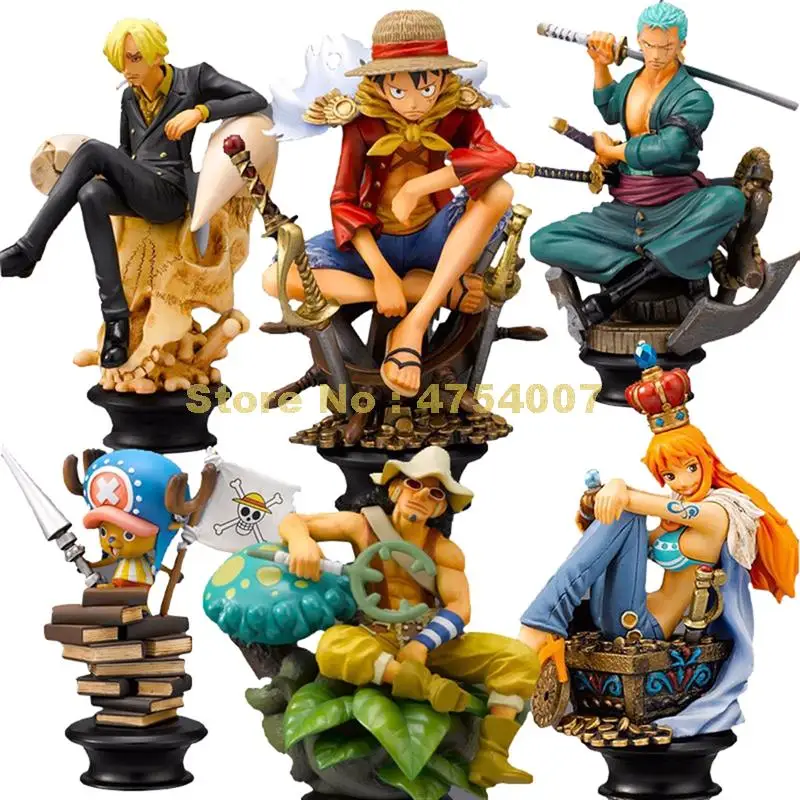 

anime one piece 1th chess piece collection pvc luffy sanji zoro nami action figure 6pcs/set 4'' Toy