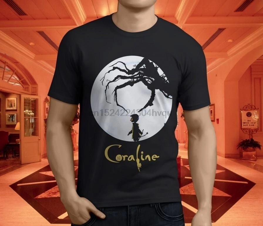 

Men's Tees Coraline Black T Shirt Classic Logo Tops Clothing women tshirt