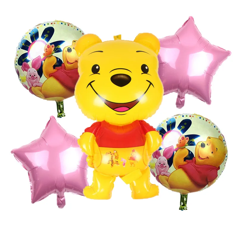 5Pcs Cartoon Winnie Bear Foil Balloons Happy birthday decorations the poohs air balls wedding decoration Children classic toy