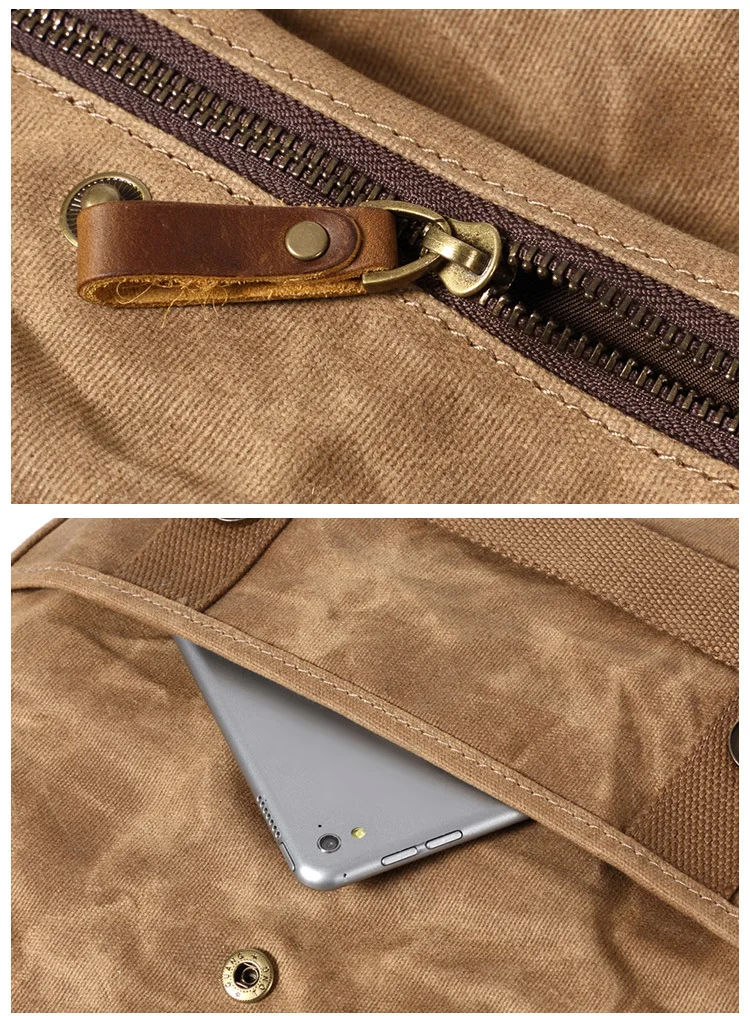 DETAIL SHOW OF ZIPPER of Woosir Waxed Canvas Daypack