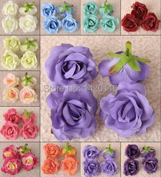 

50Pieces 6.5cm Artificial Silk Rose Flower Heads For Wedding Party Hair Clip Flower bouquet kising ball Decoration Favors