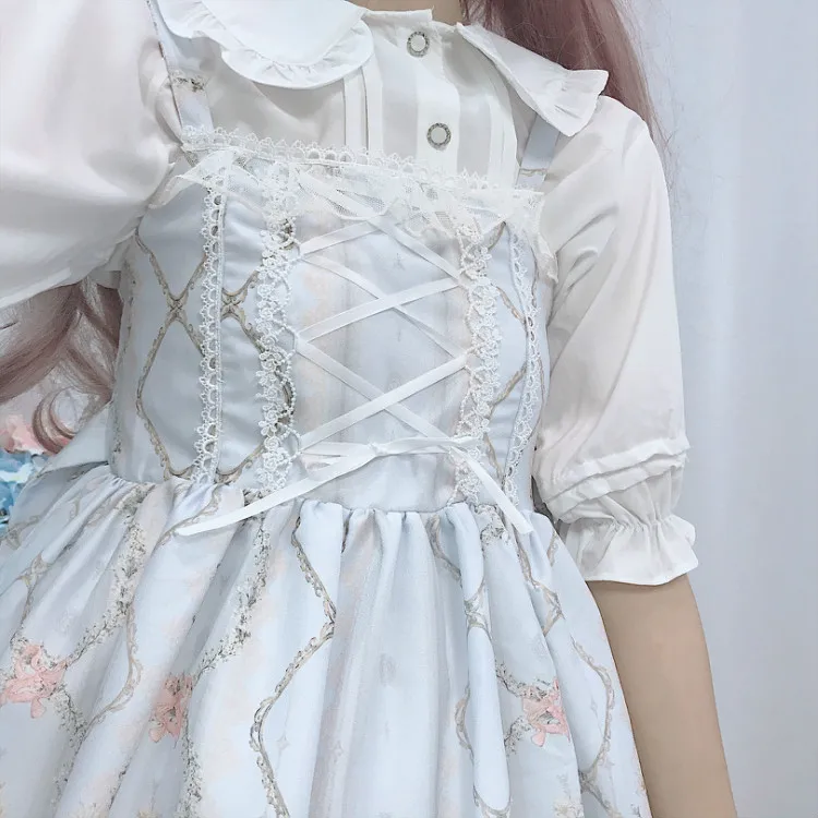 Платье Лолиты, японское платье JSK Kawaii, сказочное платье на бретелях, женское летнее платье, мягкое милое платье лолиты для девочек