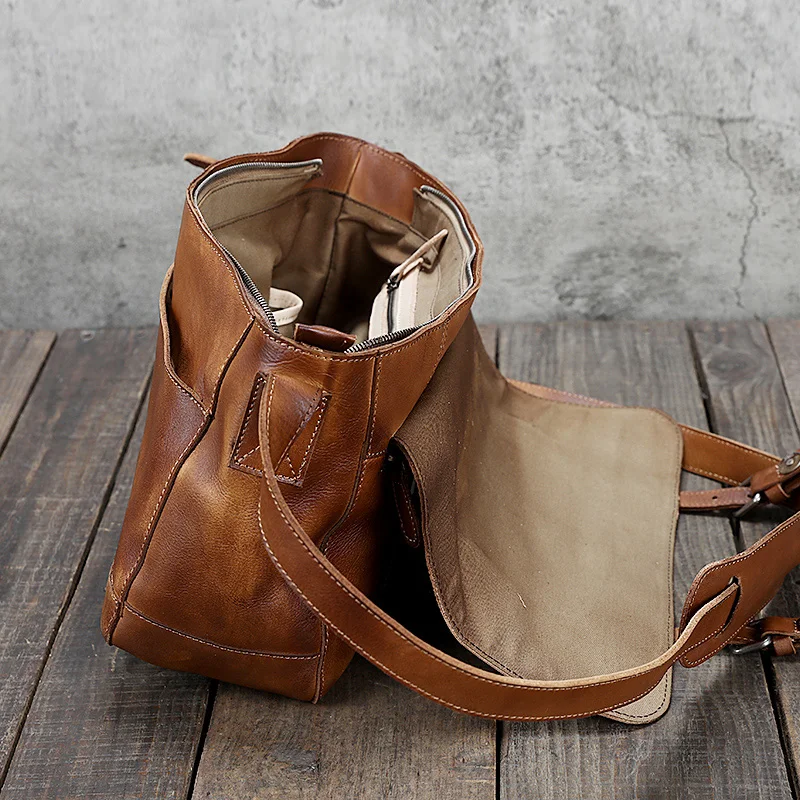  AETOO Handmade vintage tanning Leather single shoulder bag cowhide casual portable postman bag youn