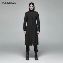Панк рейв Мужские Простые готические средней длины черные куртки пальто модные вечерние Формальное пальто для выступлений на сцене мужские длинные тренчи