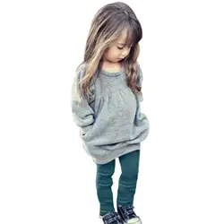 Модная одежда для маленьких девочек, хлопковая теплая футболка с длинными рукавами + длинные штаны, комплект одежды, детская одежда для