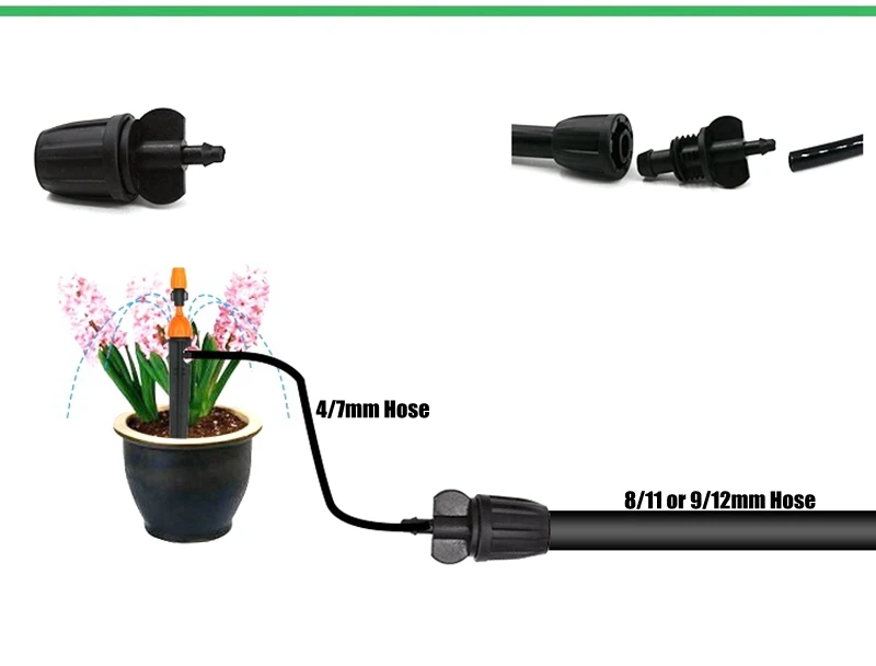 50 шт 8/11-4 7 мм шланг для полива снижение разъемы Съемная легко установить садовый точечный полив соединительные фитинги