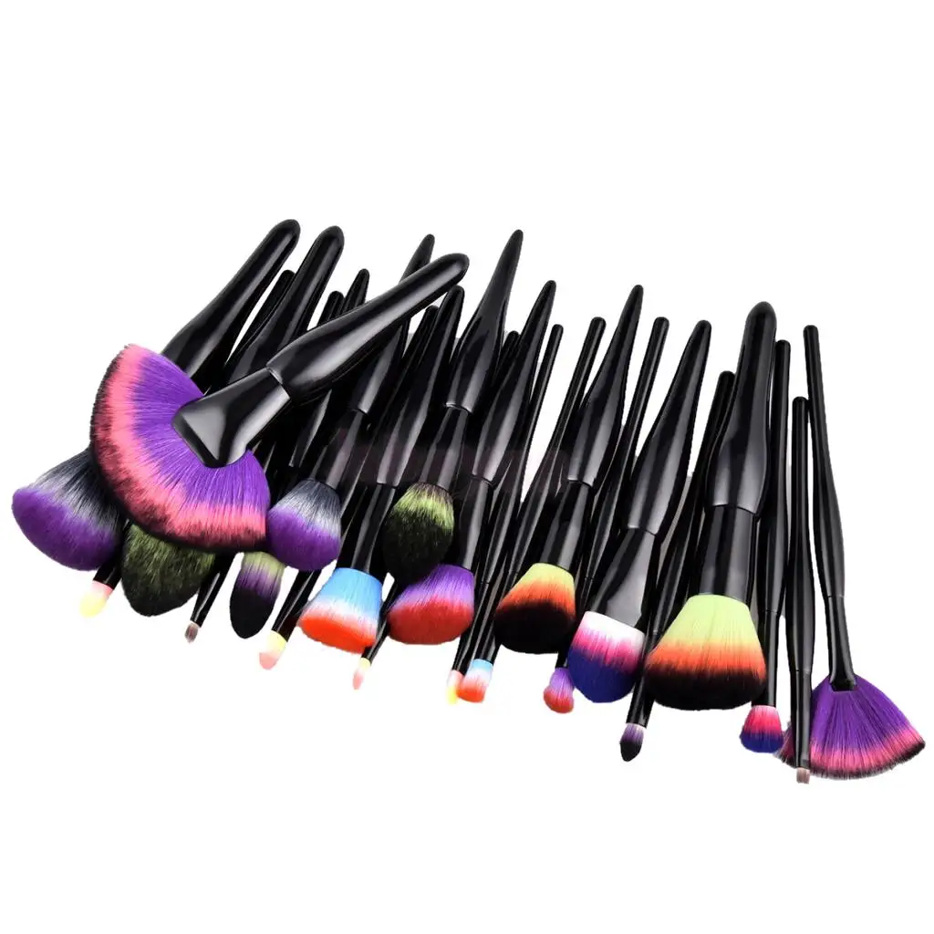 22 Pcs Colorful Soft Makeup Brushes Set Blush Powder Eyeshadow Eyeliner Lip Brush Tool Black