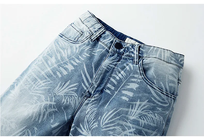Лето новые мужские джинсовые шорты из хлопка с принтом синего цвета для мужчин модные облегающие эластичные джинсы с карманами мужские короткие брюки 2935