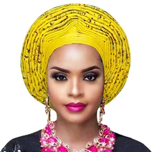 ASO OKE gele африканская повязка нигерийский головной убор Авто геле женские повязки для волос леди свадьба тюрбан стиль