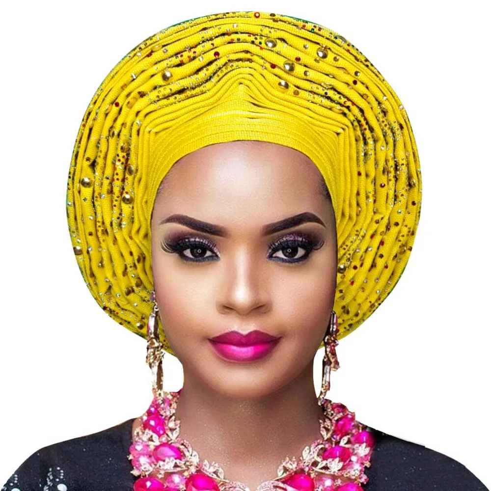 Aso oke gele Африканский головной убор нигерийский Авто геле женский свадебный тюрбан