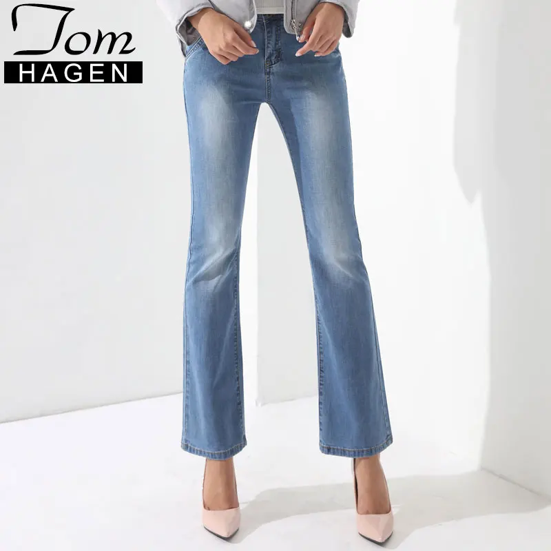 Tom Hagen Wide Leg pants jean women Trousers Pant Ladies Bell Bottoms Women Flared Jeans Woman Bell Bottom Jeans Denim Pants