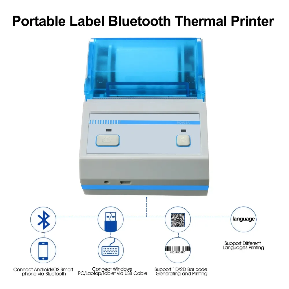 Label Printer Thermal Barcode Printer MHT L5801 With App Android IOS Mini Wireless Bluetooth Bar Code 5