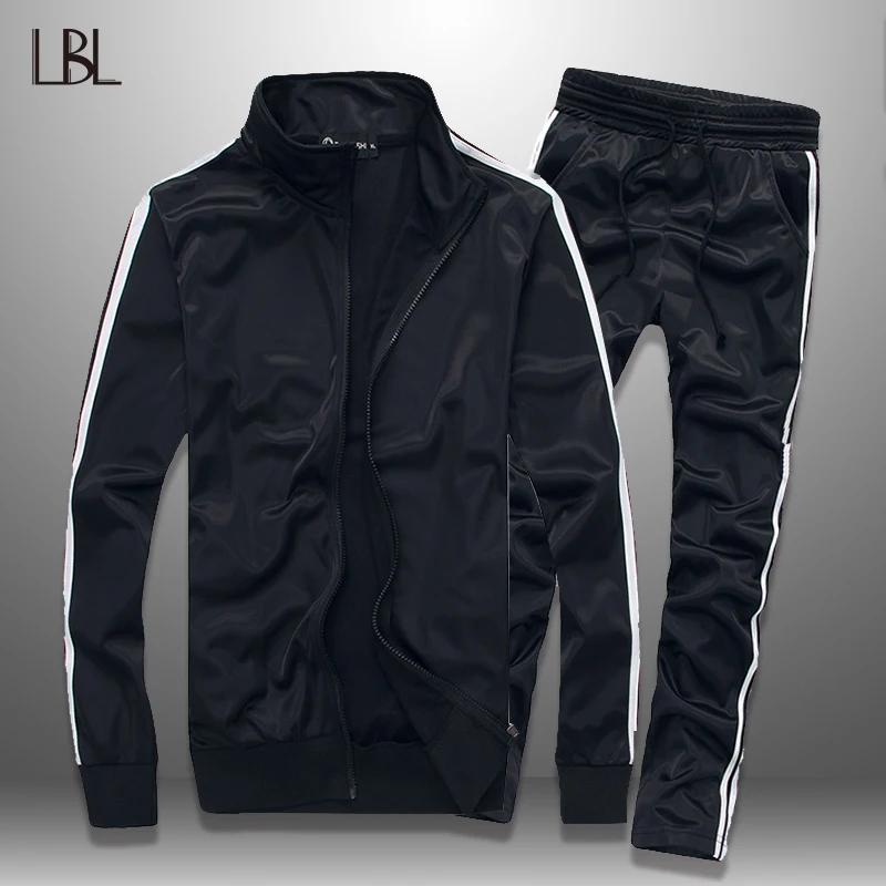 

LBL Striped Mens Set Autumn Slim Tracksuit Men Jogging Spring Sportswear Jacket Pants Two Piece Sets Outwear Brand Clothing 5XL
