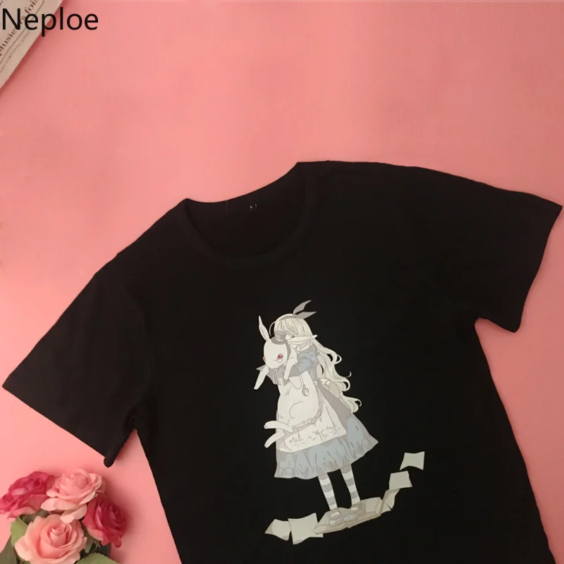 Футболка женская с О образным вырезом хлопковая принтом для студентов черная