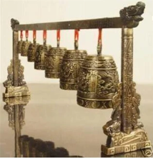 

Free Shipping Meditation Gong with 7 Ornate Bell with Dragon Design Chinese Musical Instrument