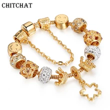 

Luxurious Pentagram Silme Face Crown Charm Bracelets & Bangle Snake Chain Crystal Pan Bracelets Jewelry For Woman