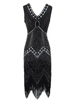 

1920 Flapper Dress Great Gatsby Retro Midi Party Dress Women Sequined Halloween Costume