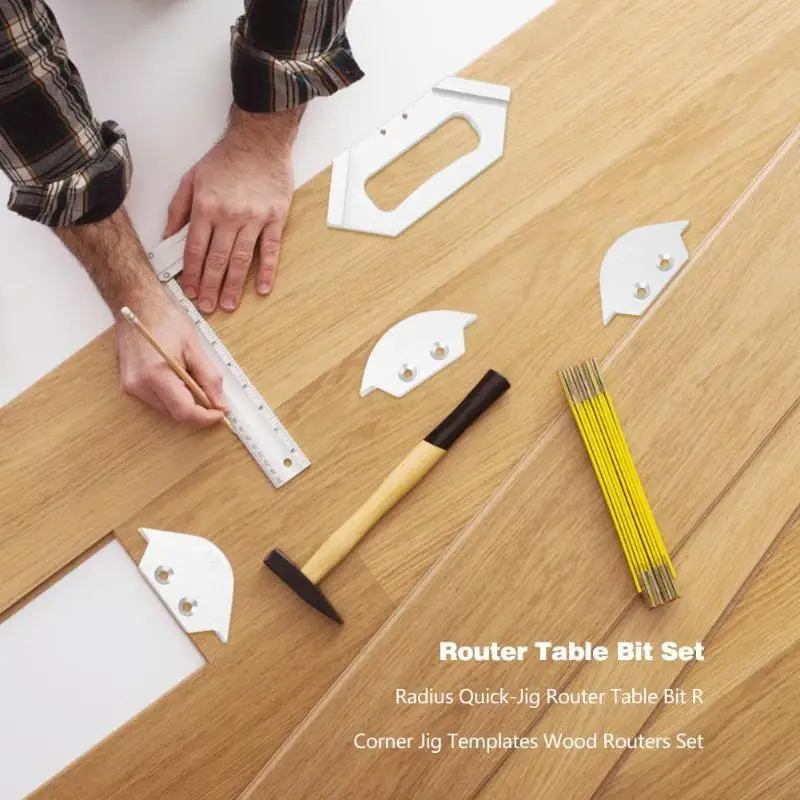 

Radius Quick-Jig Router Table Bit R Corner Jig Templates Wood Routers Set