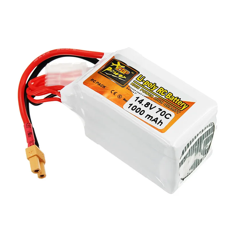 

Rechargeable Lipo Battery ZOP Power 14.8V 1000mAh 70C 4S Lipo Battery XT30 Plug
