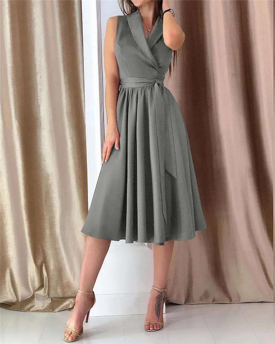 Gladiolus Deep V Neck Sexy Summer Dress Women Sleeveless Tunic Big Swing Vintage Women Dress 2019 Spring Elegant Party Dresses (15)
