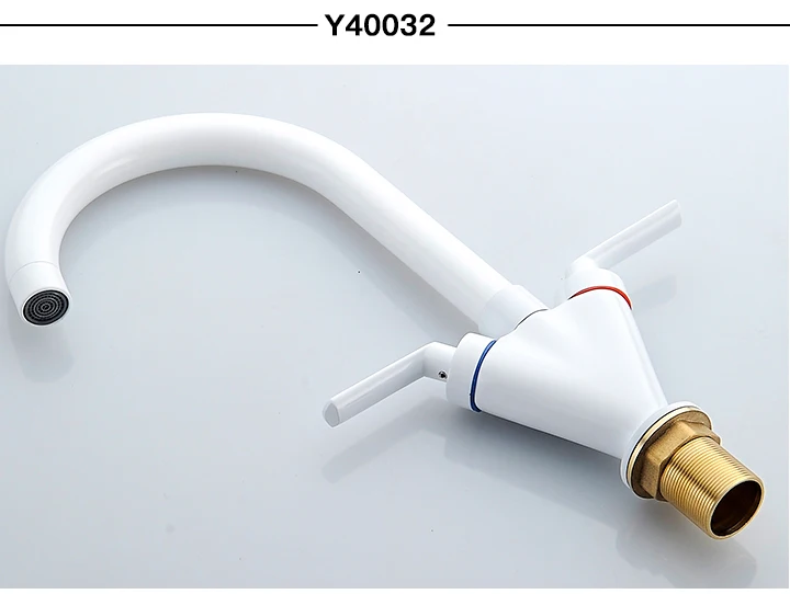 FRUD белый спрей живопись Кухня Раковина кран холодной и горячей воды смесителя двойной ручкой 360 Вращение