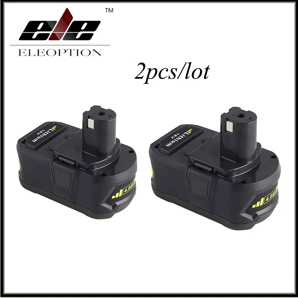 

New 2pcs 18V 4000mAh Li-Ion High Capacity For Ryobi P108 RB18L40 Rechargeable Battery Pack Power Tool Battery for Ryobi for ONE+
