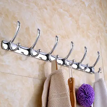 

Stainless Steel 6 Hook Wall Mounted Coat Rack Hanging Clothes Hat Hanger Holder Useful