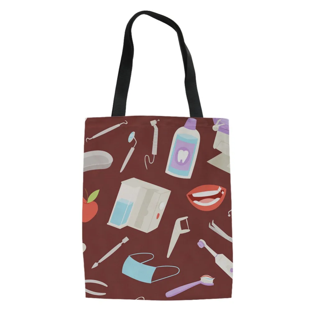 Сумка на плечо Женская Большая вместительная Холщовая Сумка для медсестры с рисунком хозяйственная сумка повседневная сумка-тоут женская