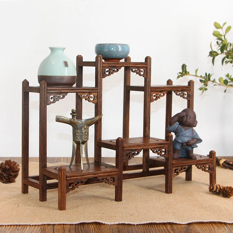 Богатый древний каркас деревянный шкаф с сокровищами полки для демонстрации в китайском стиле предметы мебели Рекомендуемая антикварная Полочка для чайника