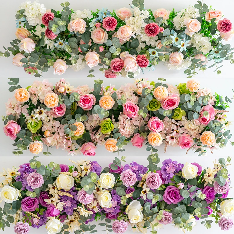 Flone 100cm High Quality Rose Artificial Silk Flower Row For Wedding Arch Background Wall Party Props Decoration Flower Home Art Flone 100cm High Quality Rose Artificial Silk Flower Row For Wedding Arch Background Wall Party Props Decoration Flower Home Art
