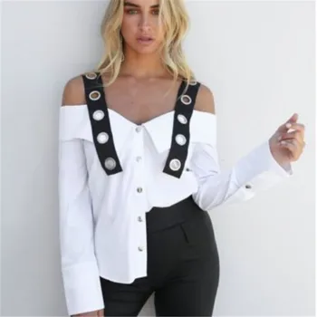

Casual White cSummer Sling Tops Casual Clothing Fashion Women Lady Long Sleeve Loose Blouse