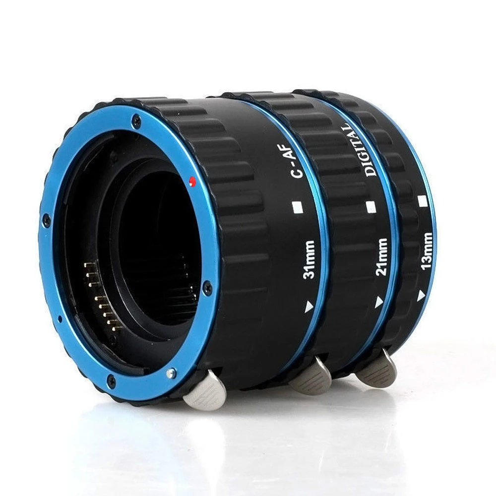 

Blue Metal Mount Auto Focus AF Macro Extension Tube Ring for Canon EF-S Lens