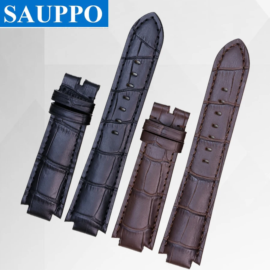 

SAUPPO Genuine Calf Skin Leather Replacement cowhide watchband suitable for LV Tambour Gentlemen Strap Accessories 21mm