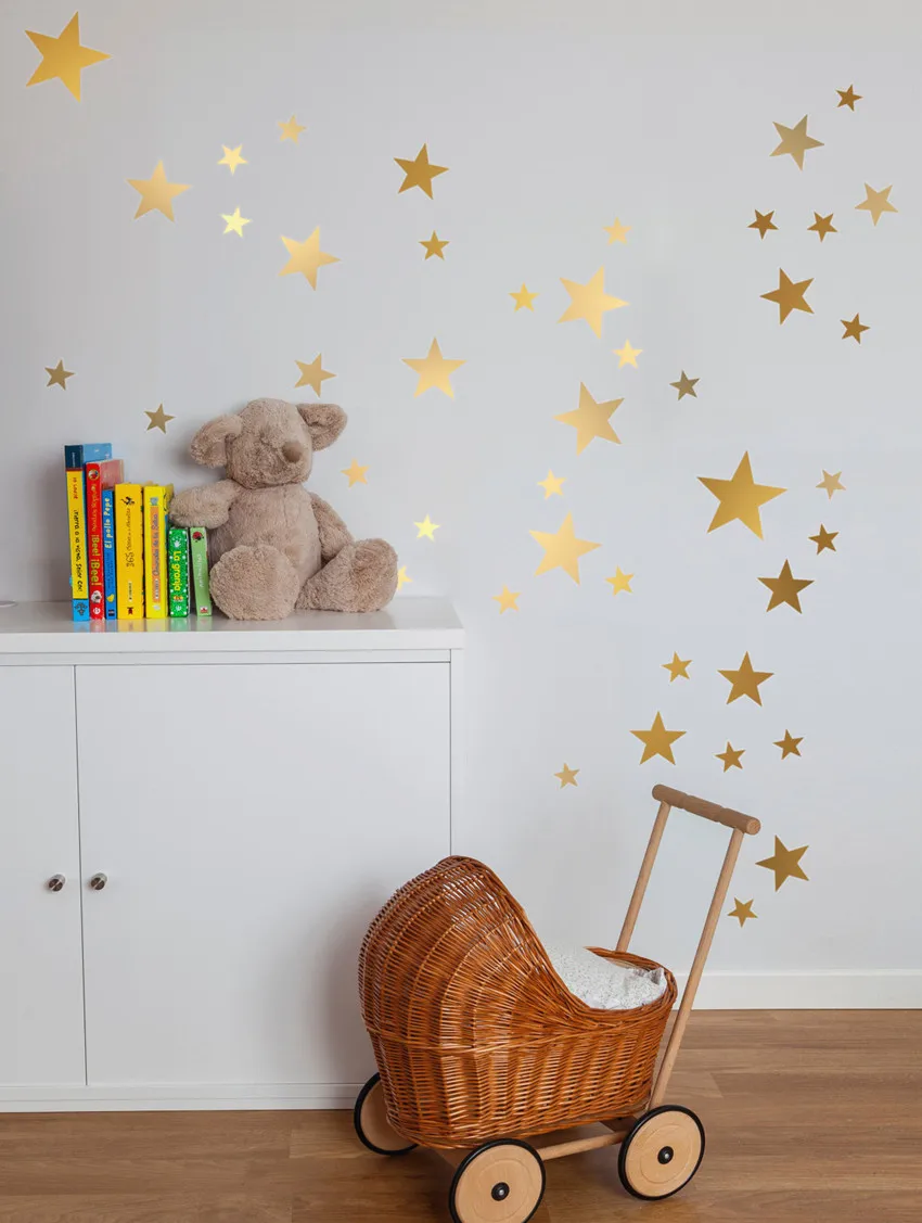 Us 9 3 Multi Size Mixed Matte Gold Star Wall Sticker Kids Room Gold Starry Ceiling Decal Vinyl Nursery Decor In Wall Stickers From Home Garden On