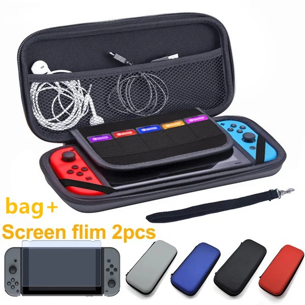 

HobbyLane 2 PCS Tempered Glass Screen Protector+ Carry Bag For Nintend Switch Protective Film Cover For N-Switch Accessories d15